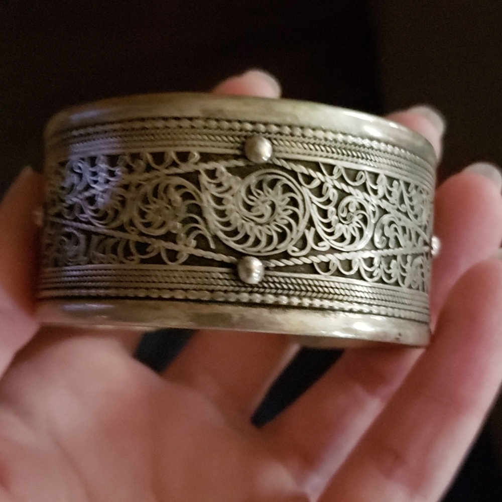 Silver Bracelet With Scroll Work - image 1